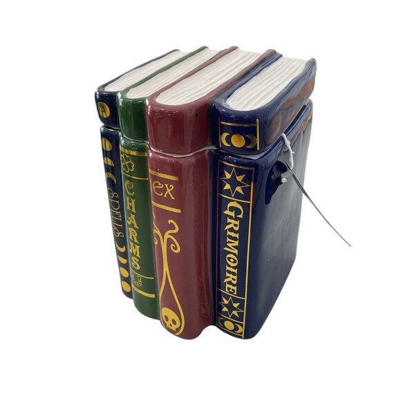 Moonlight Manor Ceramic Book Stack Candle 16 Oz Black Hemlock Halloween Witch - Picture 4 of 9